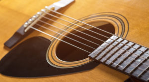 Acoustic guitar with a very shallow depth.